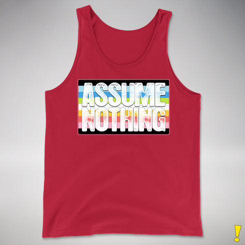 Assume Nothing Queer Pride Flag Premium Tank Top - Red